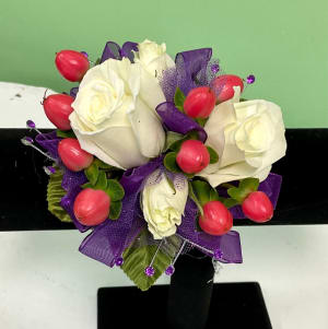 Purple, Pink and White Corsage Flower Bouquet