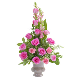 Peaceful Pink Small Urn Flower Bouquet