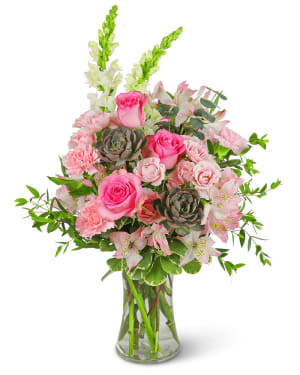 Pretty in Pink with Succulents Flower Bouquet