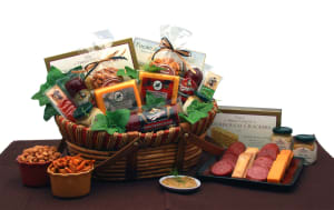 Savory Favorites Meat and Cheese Gift Basket Flower Bouquet