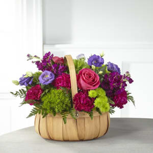 The Serene Sanctuary Basket Flower Bouquet