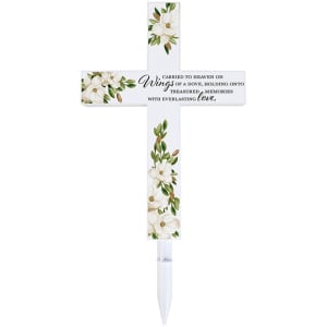 Solar Cross Stake - Carried to Heaven Flower Bouquet