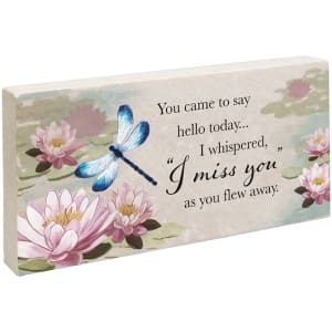 I Miss You Marble Paver - Dragonfly and Lotus Blossoms Flower Bouquet