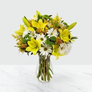 Rain or Shine Yellow and White Designers Choice Bouquet Flower Bouquet