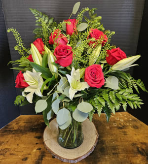 Lilies And Roses Flower Bouquet