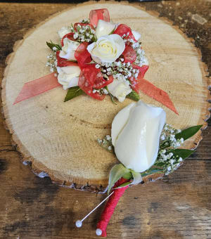 Timeless Roses Corsage and Boutonniere Package Flower Bouquet