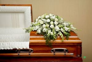 All White Casket Spray Flower Bouquet