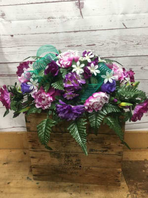 Cemetery Silk (Artificial) Headstone Spray Flower Bouquet