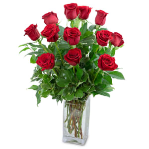 Classic Dozen Red Roses Flower Bouquet