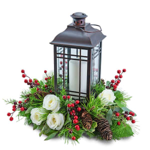 Hollyberry Rose Lantern Flower Bouquet