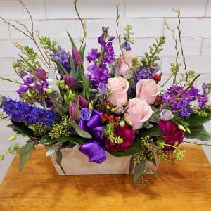 Purple Garden Box Flower Bouquet