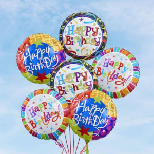 Air-Boutiques - Birthday Mylar Balloons Flower Bouquet