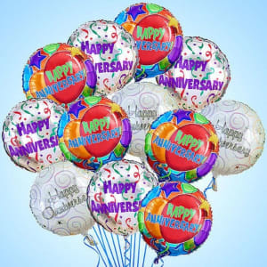 Air-Boutiques - Anniversary Mylar Balloons Flower Bouquet