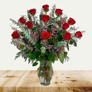 One Dozen Premium Red Roses Flower Bouquet