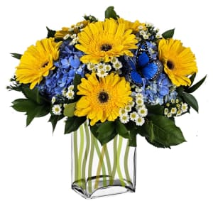 Sunshine and Blue Skies W/ Butterfly Flower Bouquet