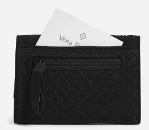 RFID Riley Compact Wallet - Classic Black Flower Bouquet