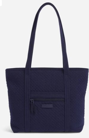 Small Vera Tote - Classic Navy Flower Bouquet