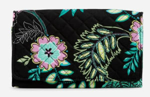 RFID Trifold Clutch Wallet - Island Garden Flower Bouquet