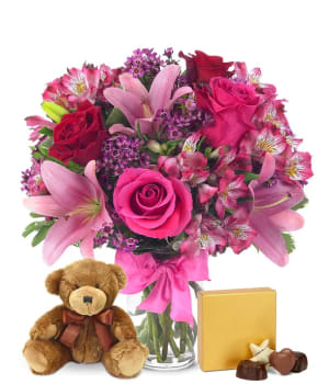 Beary Sweet Sentiment Flower Bouquet