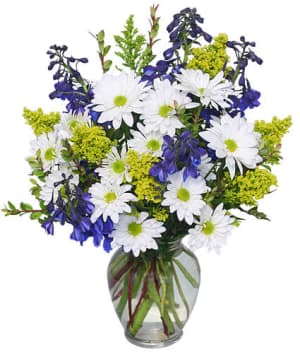 LAZY DAISY &amp; DELPHINIUM Flower Bouquet