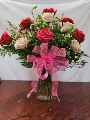 Dozen Mixed Rose Bouquet Flower Bouquet