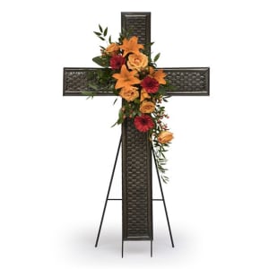 Bronze Cross Tribute Flower Bouquet