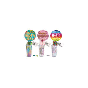 Happy Birthday Travel Cup With Candy Flower Bouquet