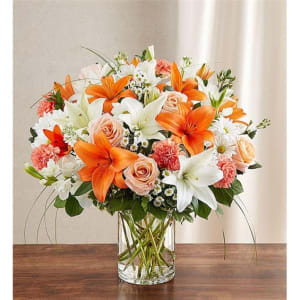 Sincerest Sorrow Peach, Orange & White Flower Bouquet