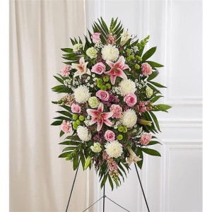 Multicolor Pastel Sympathy Standing Spray Flower Bouquet