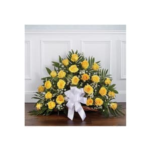 Sincerest Sympathies Fireside Basket - Yellow Flower Bouquet