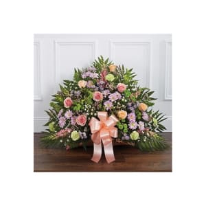 Thoughts & Prayers Fireside Basket - Pastel Flower Bouquet