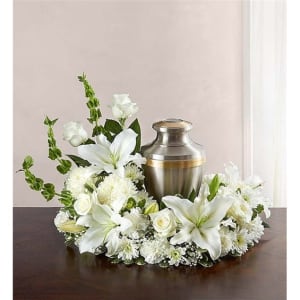 Cremation Wreath - White Flower Bouquet