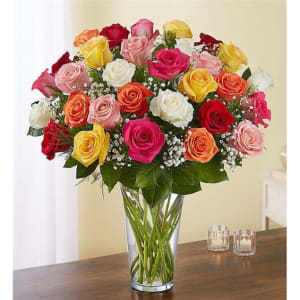 Classic 3 Dozen Assorted Rose Vase Flower Bouquet