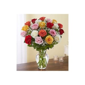 Classic 2 Dozen Assorted Rose Vase Flower Bouquet