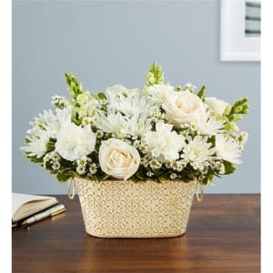 Loving Remembrance - All White Flower Bouquet