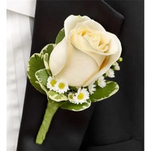 White Boutonniere Flower Bouquet