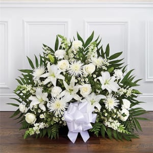 White Mixed Fireside Basket Flower Bouquet