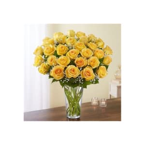 Classic 36 Yellow Rose Vase Flower Bouquet