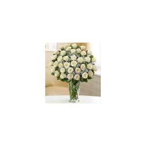 Classic 36 White Rose Vase Flower Bouquet