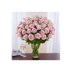 Classic 48 Pink Rose Vase Flower Bouquet