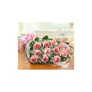 Dozen Pink Rose Presentation Bouquet (Pickup Only) Flower Bouquet