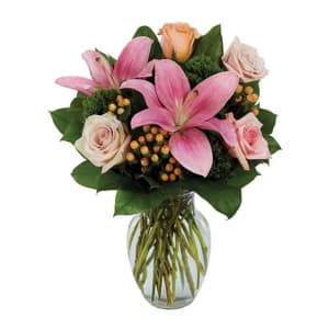 Pink Rose Petal & Lily Surprise Flower Bouquet