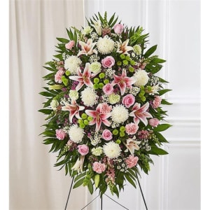 Multicolor Pastel Sympathy Standing Spray Flower Bouquet