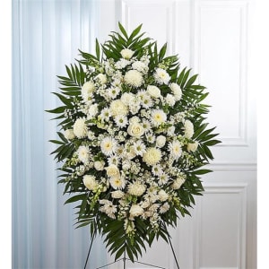 White Sympathy Standing Spray Flower Bouquet