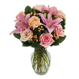 Pink Rose Petal & Lily Surprise Flower Bouquet