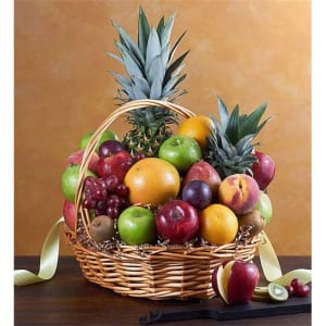 Deluxe All Fruit Basket For Sympathy Flower Bouquet