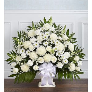 Heartfelt Tribute Floor Basket Arrangement - Multicolor Bright Flower Bouquet