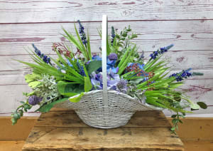 Blissful Blues Basket in Silk (Artificial) Flower Bouquet