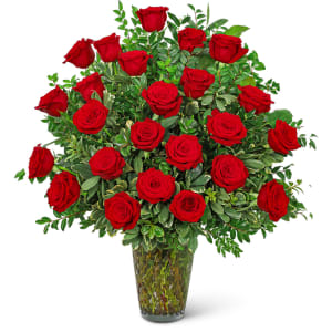 Two Dozen Elegant Red Roses Flower Bouquet