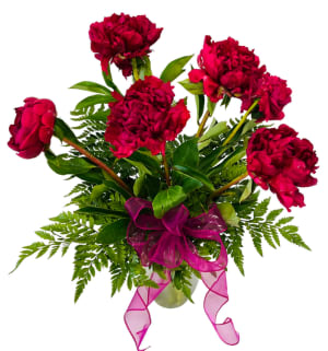 6 or 12 Peonies in a Vase V-1413 Flower Bouquet